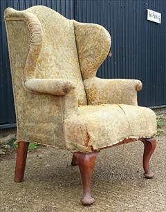 1920s Cabriole Leg antique Wing Chair 31w 46½h 28d _3.JPG